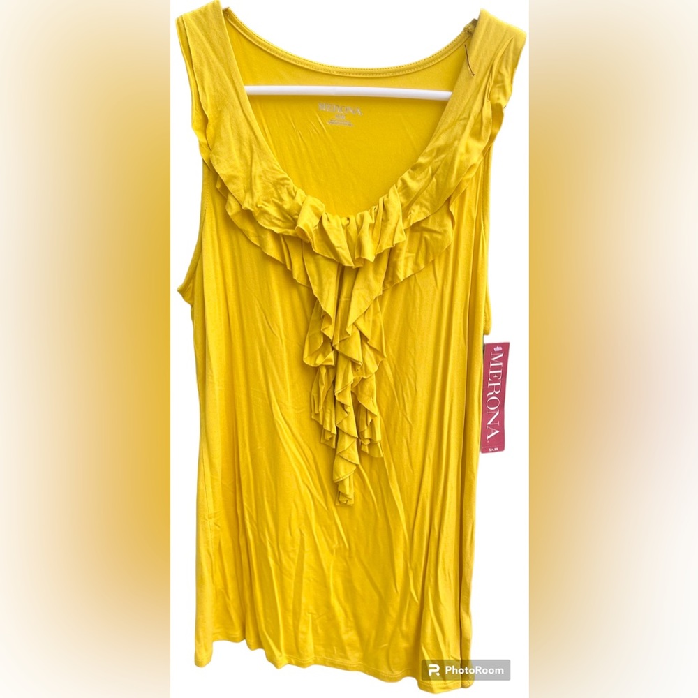 Merona Yellow ruffle take top. Super soft, never worn!